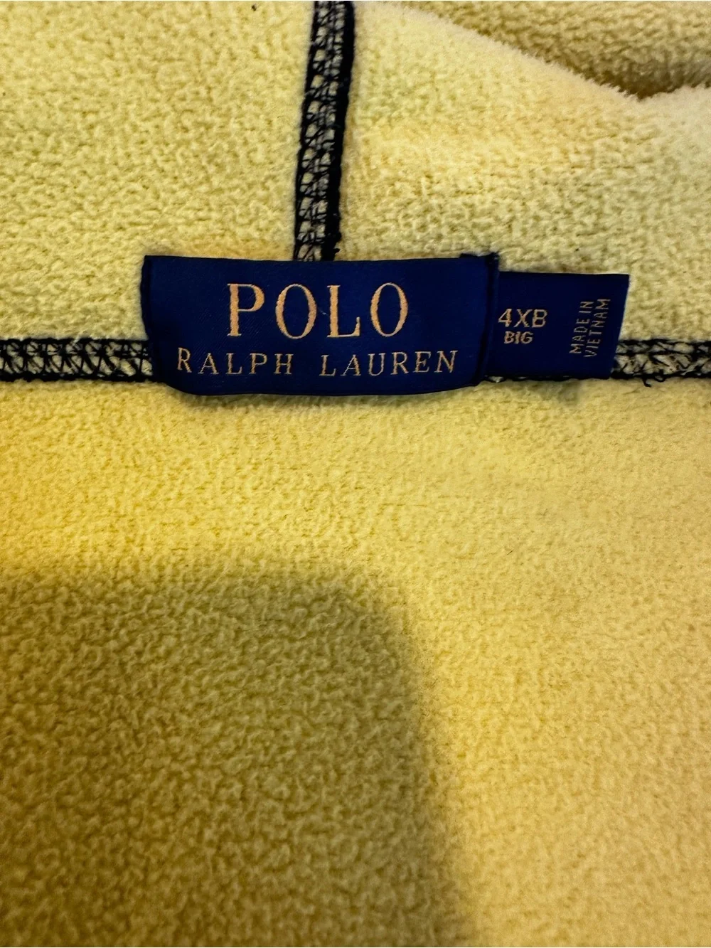 Polo Ralph Lauren Sz:4XLB Black Full Zip Hoodie Bright Yellow Interior & Pony.